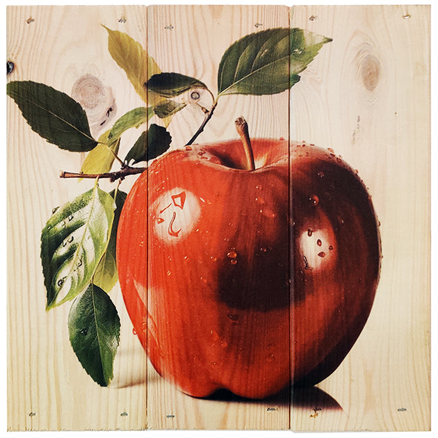 Æble i 3-planke serien: 3-for-2-rabatten aktiveres automatisk i indkøbskurven, hver gang du vælger 3 motiver. Plankeboardet måler ca. 30x30x4 cm og kan variere lidt i størrelsen afhængigt af vores plankers dimensioner.