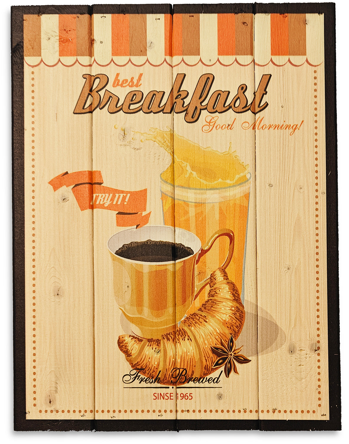 Breakfast retro serie af 2 stk. (Donuts) lavet på plankeboard incl. ophæng.
Motivet fås i 3 størrelser.