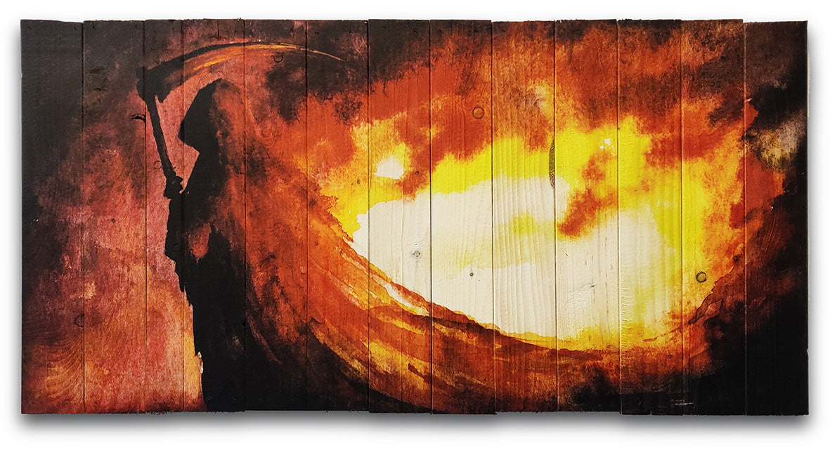 Døden lavet på plankeboard, fås i flere størrelser.