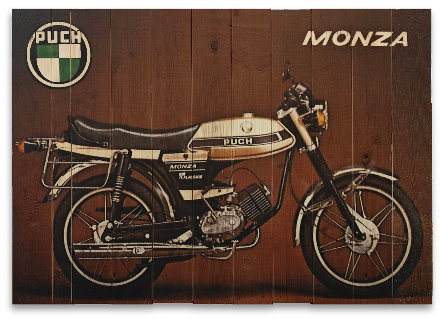 Puch Monza model produceret på plankeboard