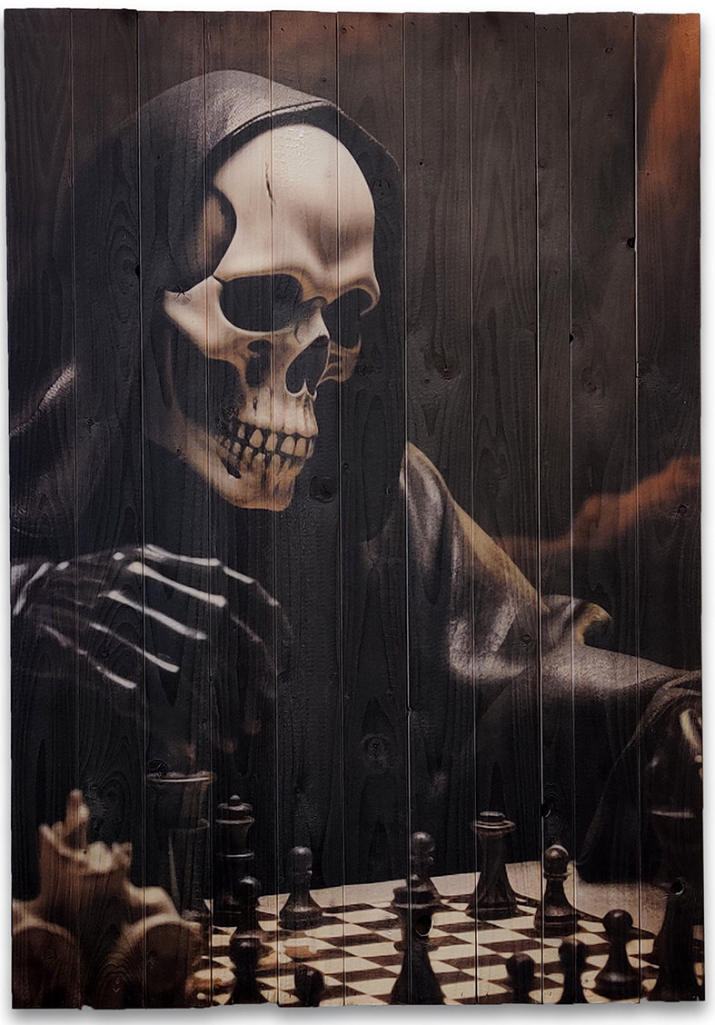 Skak med døden lavet på plankeboard, fås i flere størrelser.