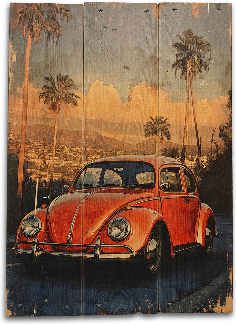 VW boble gammel reklamestil, lavet på plankeboard inkl. ophæng. Fås i flere størrelser.