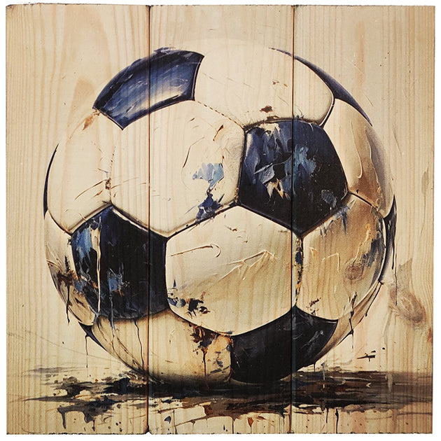 Fodbold i 3-planke serien: 3-for-2-rabatten aktiveres automatisk i indkøbskurven, hver gang du vælger 3 motiver. Plankeboardet måler ca. 30x30x4 cm og kan variere lidt i størrelsen afhængigt af vores plankers dimensioner.