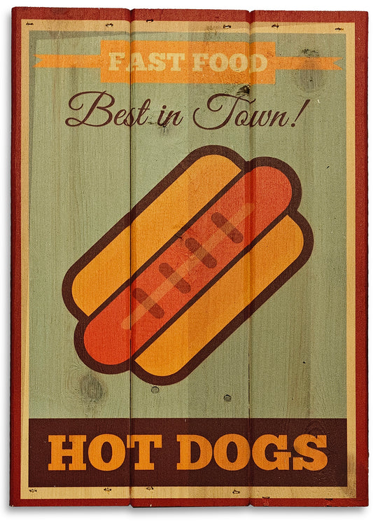 Fast Food Hot Dogs (serie med 5 stk.) lavet på plankeboard