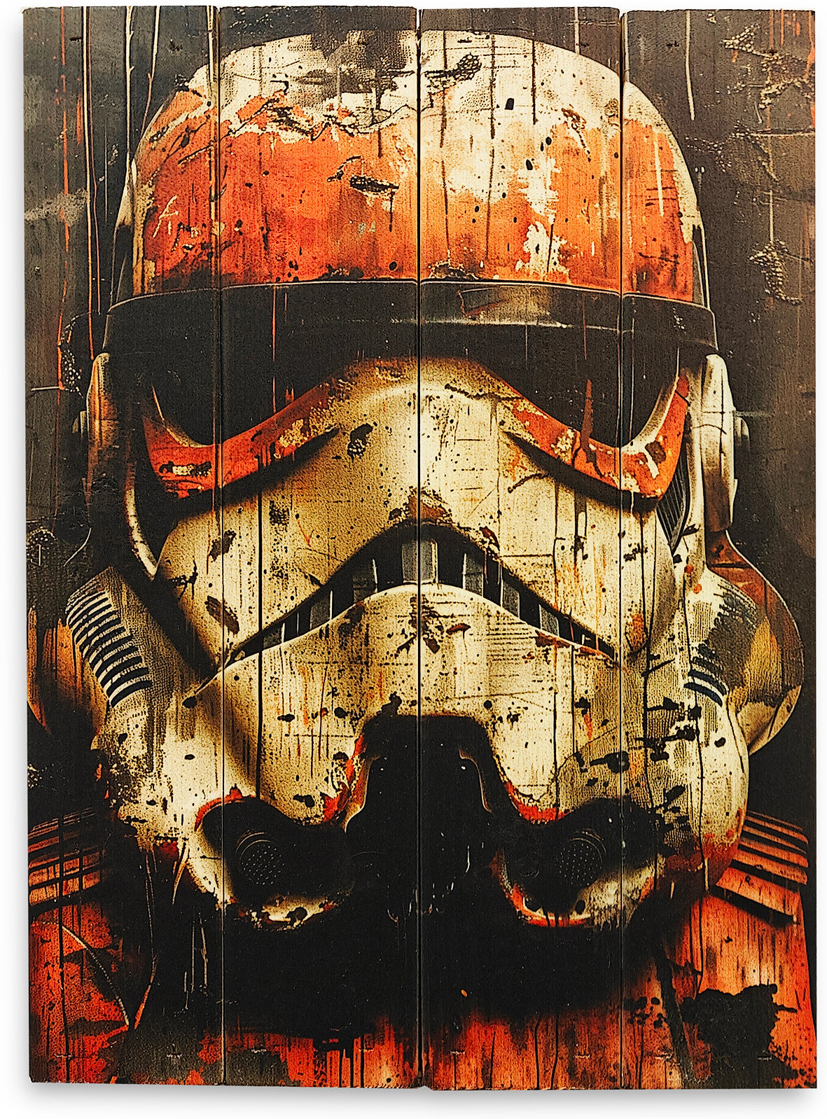 WallZoo´s Røde Street trooper lavet på plankeboard i streetart.