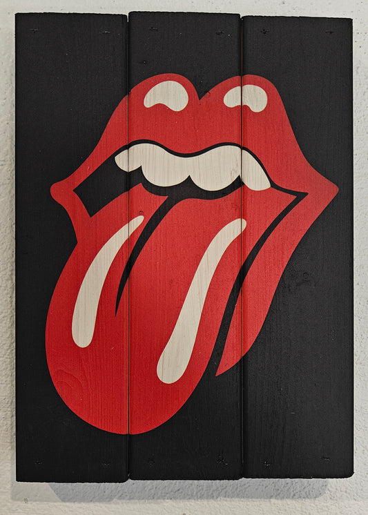 Rolling Stones Tongue på plankeboard incl. ophæng, motivet fås i 3 størrelser.