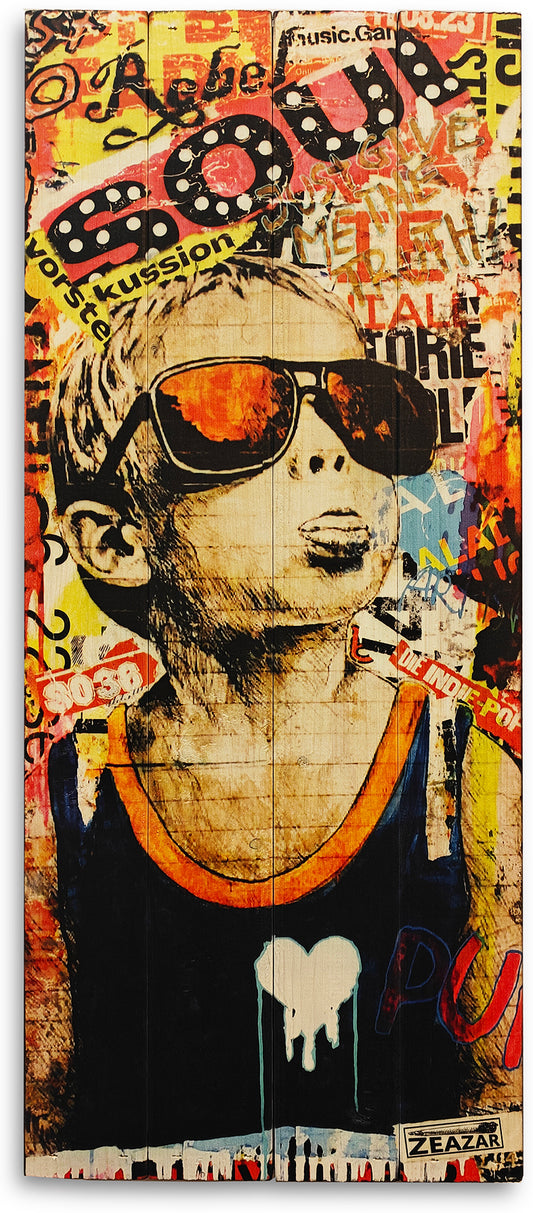 SoulBoy af ZEAZAR (alias Alf Pedersen) produceret på plankeboard, inkl. ophæng.